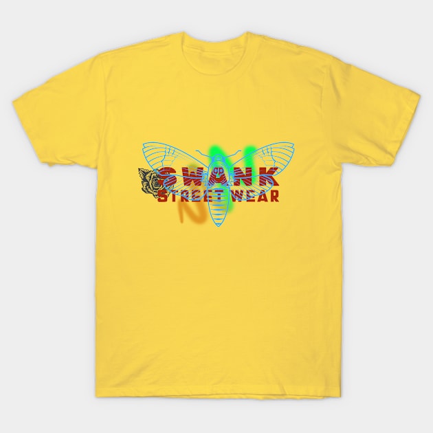 Swank Rose Moth Street Wear T-Shirt by Skater Nation Designs